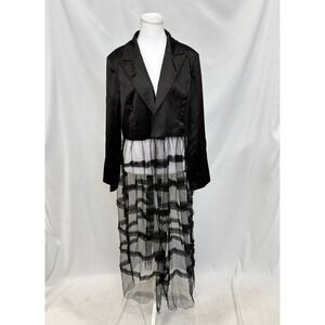 Unbranded Women's 2XL Blazer‎ Tulle Maxi Dress Black Avant-Garde Whimsigoth Glam